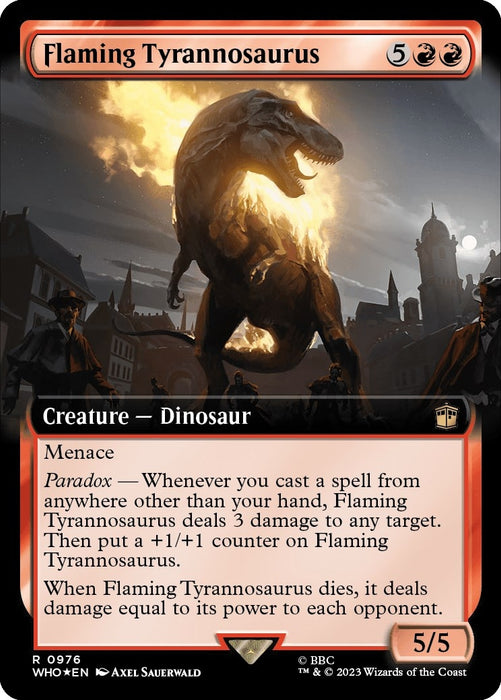 Flaming Tyrannosaurus (Extended Art) (Surge Foil) (976) (WHO)