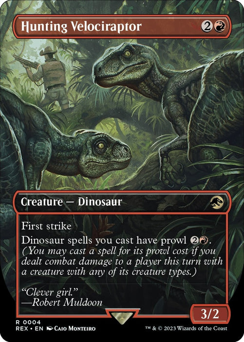 Hunting Velociraptor (Borderless) (4) (REX)