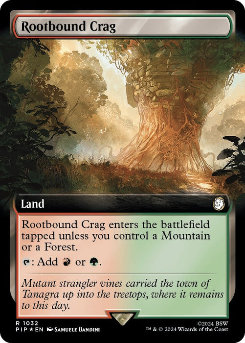 Rootbound Crag (Extended Art) (Surge Foil) (1032) (PIP)