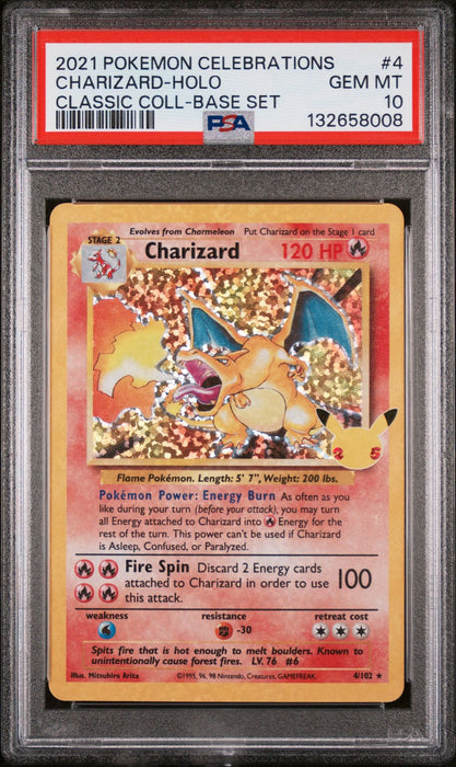 CHARIZARD-HOLO CLASSIC COLL-BASE SET 2021 POKEMON CELEBRATIONS CLASSIC COLLECTION PSA GEM MT 10