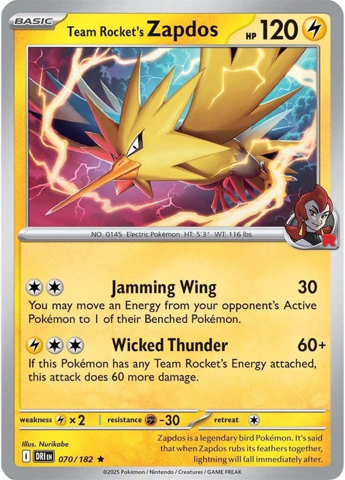 Team Rocket's Zapdos (070/182) (DRI)