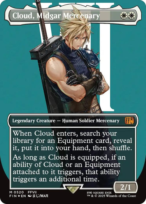 Image for Cloud, Midgar Mercenary (Borderless) (Surge Foil) (520) (FIN) - Magic: The Gathering