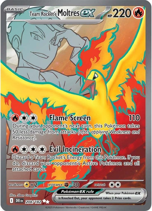 Image for Team Rocket's Moltres ex (208/182) (DRI) - Pokemon
