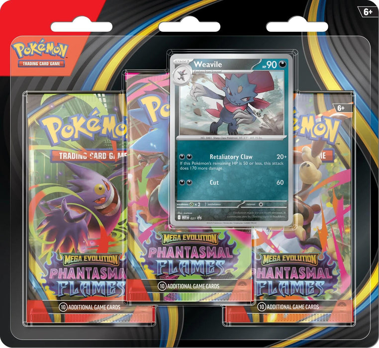 Pokémon TCG: Mega Evolution: Phantasmal Flames - 3 Pack Blister (Weavile) (Limit 1)