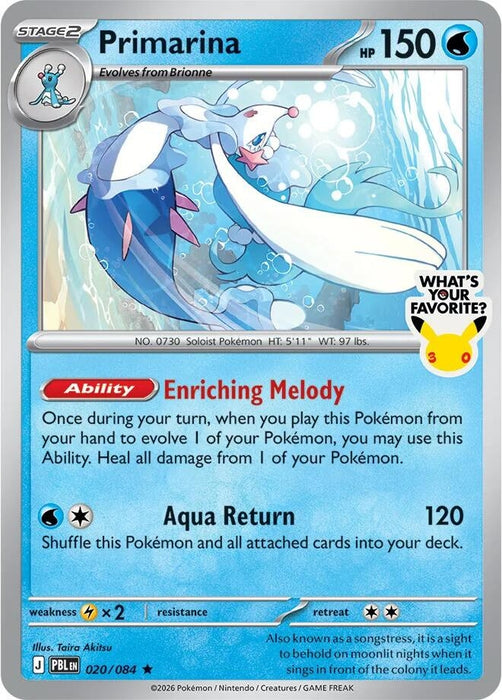 Primarina - 020/084 (What's Your Favorite Stamp) (020/084) (MCAP)