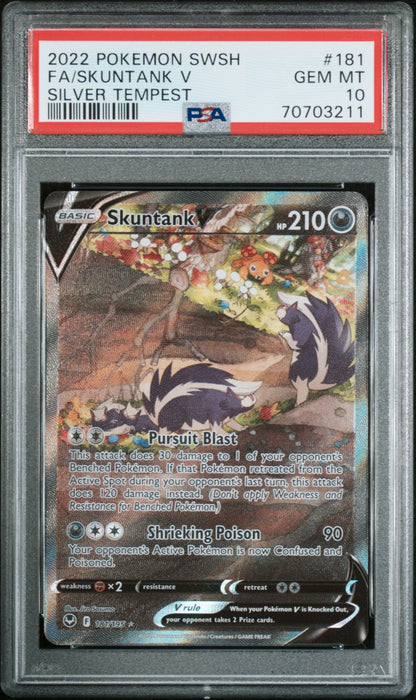 SKUNTANK V SILVER TEMPEST 2022 POKEMON SWORD & SHIELD SILVER TEMPEST PSA 10