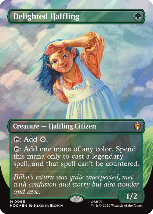 Delighted Halfling (Borderless) (Surge Foil) (65) (HOC)