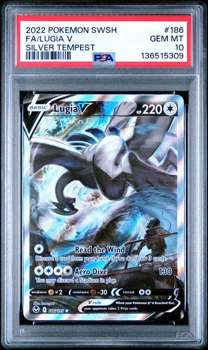 FA/LUGIA V SILVER TEMPEST 2022 POKEMON SWORD & SHIELD SILVER TEMPEST PSA GEM MT 10