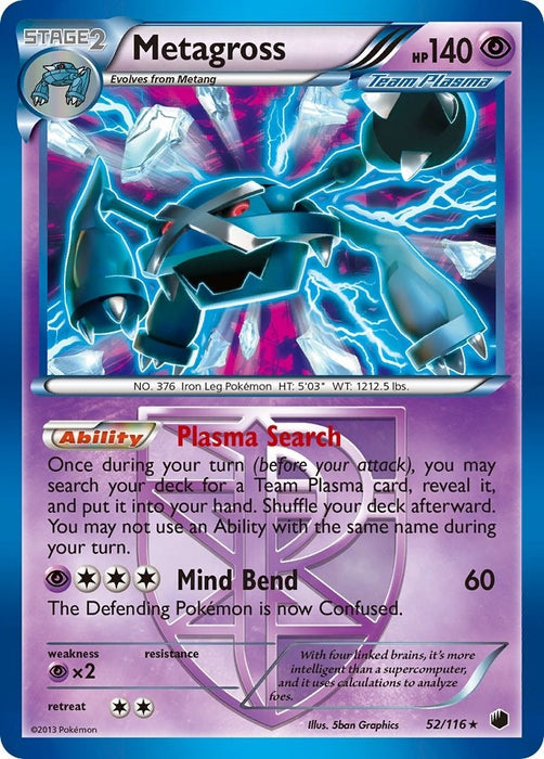 Metagross (Team Plasma) (52/116) (PLF) — Smoke and Mirrors Hobby