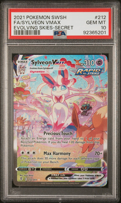 FA/SYLVEON VMAX EVOLVING SKIES-SECRET 2021 POKEMON SWORD & SHIELD EVOLVING SKIES PSA 10