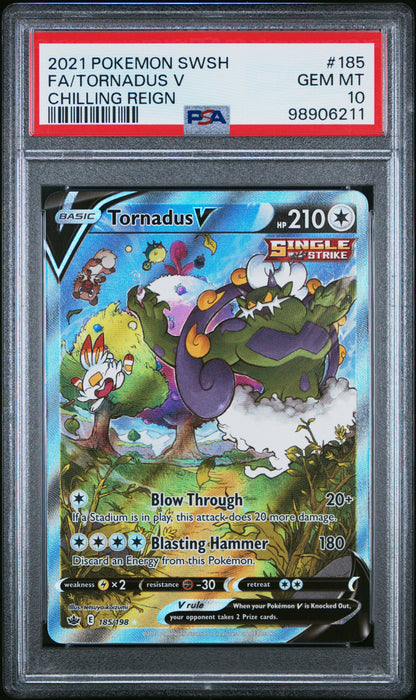 TORNADUS V CHILLING REIGN 2021 POKEMON SWORD & SHIELD CHILLING REIGN PSA 10
