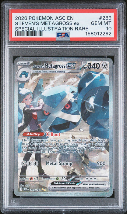 STEVEN'S METAGROSS ex SPECIAL ILLUSTRATION RARE 2026 POKEMON ASC EN-ASCENDED HEROES PSA GEM MT 10