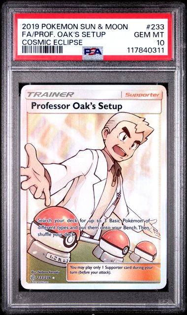 PROF. OAK'S SETUP FA 2019 POKEMON SUN & MOON COSMIC ECLIPSE PSA 10