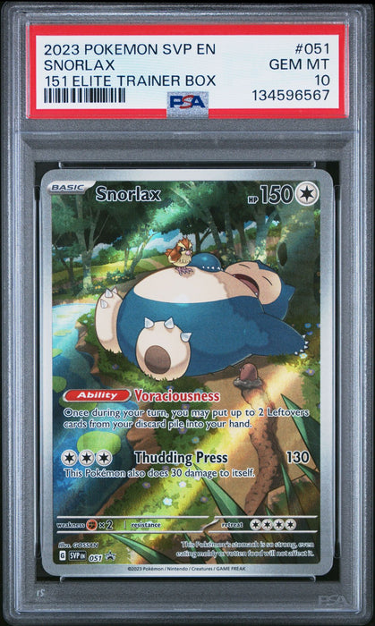 SNORLAX 151 ELITE TRAINER BOX 2023 POKEMON SVP EN-SV BLACK STAR PROMO PSA GEM MT 10