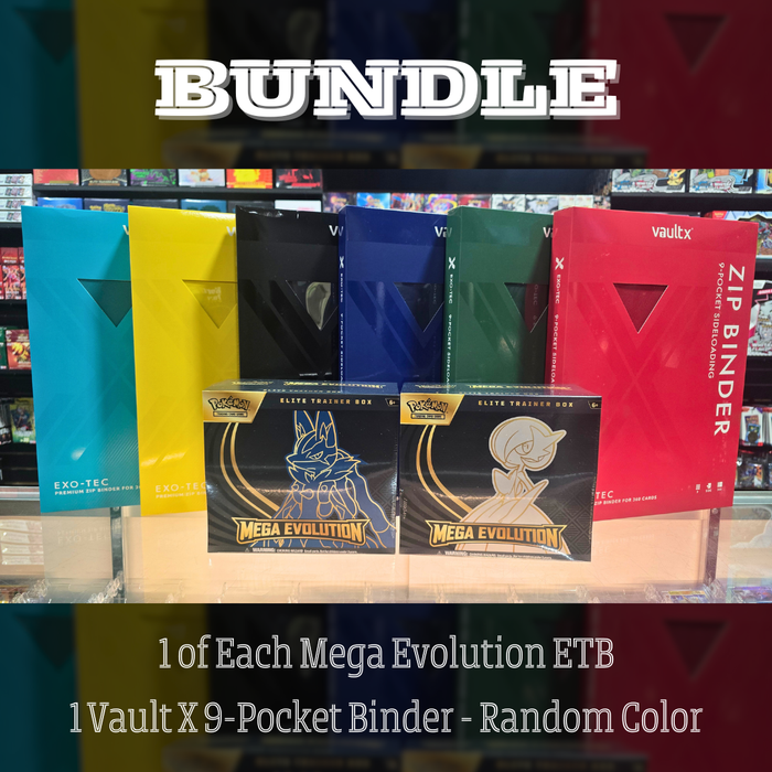 Pokémon TCG: Mega Evolution - Elite Trainer Box Bundle (9-Pocket Vault X ASSTD Color) (Limit 1) (Online Only Offer)