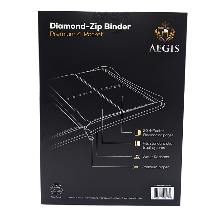 Aegis: 4-Pocket Diamond-Zip Binder (Black)