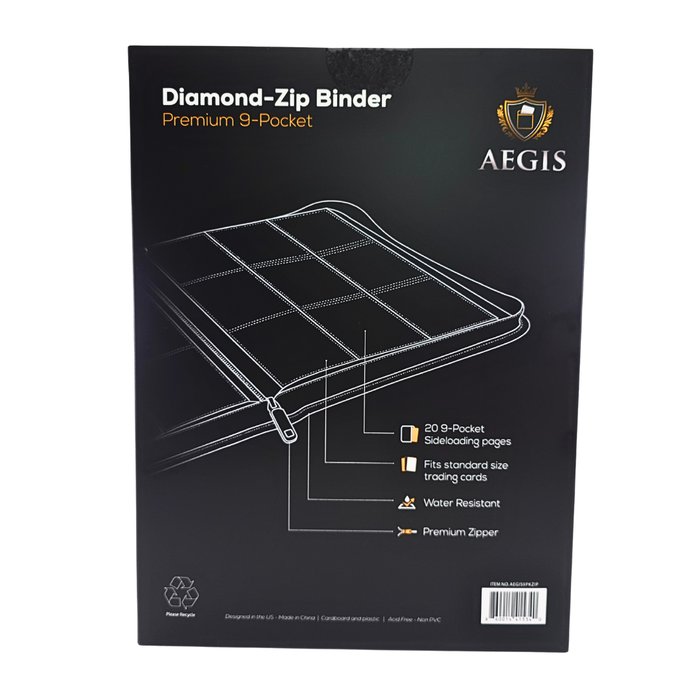 Aegis: 9-Pocket Diamond-Zip Binder (Black)