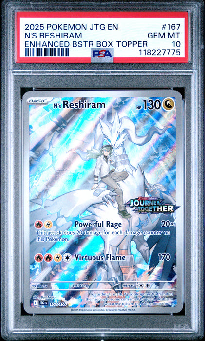 N'S RESHIRAM ENHANCED BSTR BOX TOPPER 2025 POKEMON JTG EN-JOURNEY TOGETHER PSA GEM MT 10