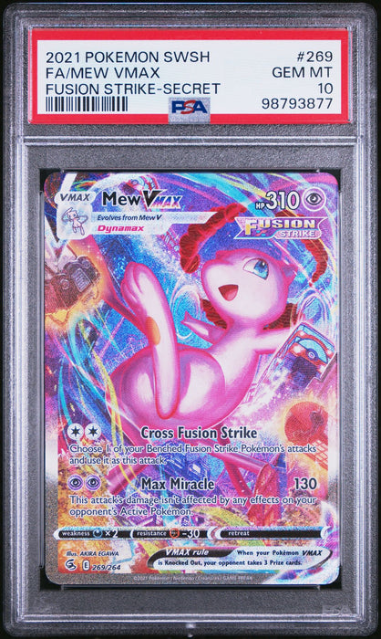 FA/MEW VMAX FUSION STRIKE-SECRET 2021 POKEMON SWORD & SHIELD FUSION STRIKE PSA GEM MT 10