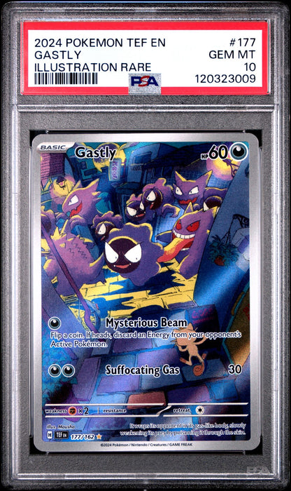 GASTLY ILLUSTRATION RARE 2024 POKEMON TEF EN-TEMPORAL FORCES PSA GEM MT 10