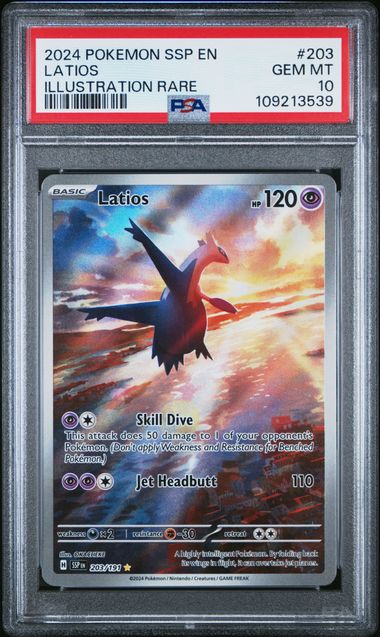 2024 POKEMON SSP EN-SURGING SPARKS #203 LATIOS ILLUSTRATION RARE PSA 10