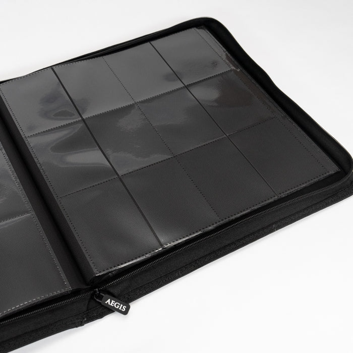 Aegis: 12-Pocket Diamond-Zip Binder (Black)
