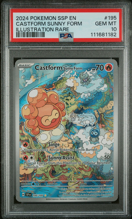 CASTFORM SUNNY FORM ILLUSTRATION RARE 2024 POKEMON SSP EN-SURGING SPARKS PSA GEM MT 10