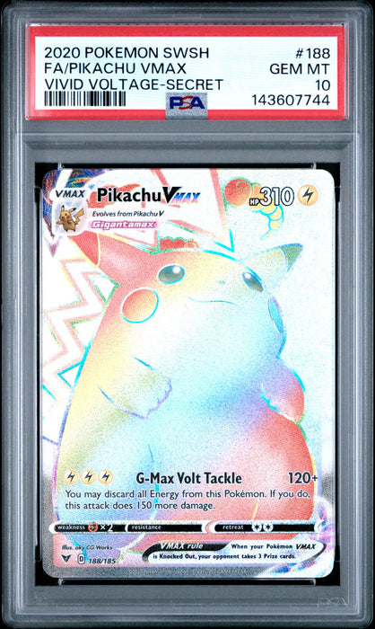 FA/PIKACHU VMAX VIVID VOLTAGE-SECRET 2020 POKEMON SWORD & SHIELD VIVID VOLTAGE PSA GEM MT 10