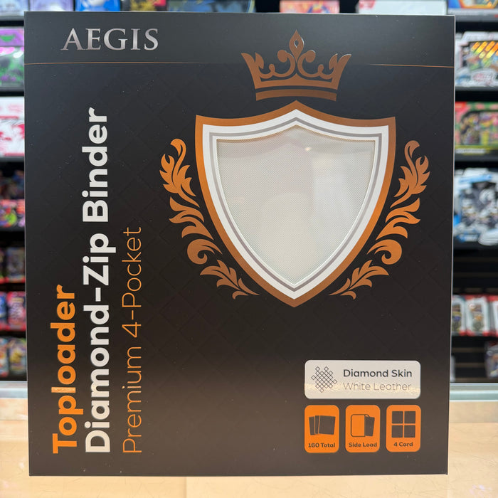 Aegis: 4-Pocket Diamond-Zip Toploader Binder (White)