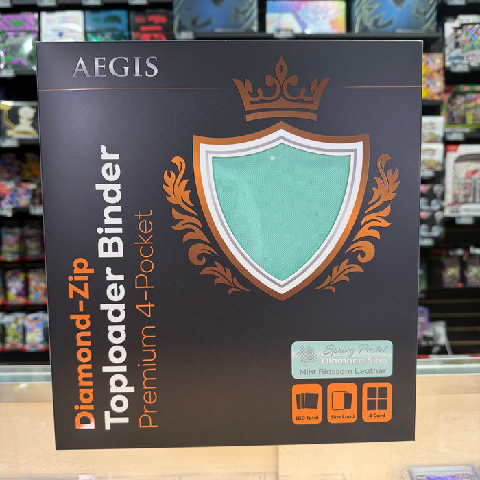 Aegis: 4-Pocket Diamond-Zip Toploader Binder (Spring Pastel - Mint Blossom)