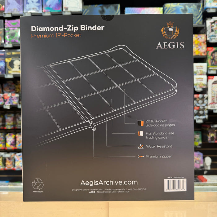 Aegis: 12-Pocket Diamond-Zip Binder (Blue)