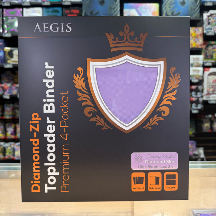 Aegis: 4-Pocket Diamond-Zip Toploader Binder (Spring Pastel - Lilac Bloom)