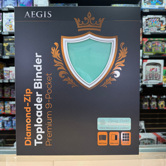 Aegis: 9-Pocket Diamond-Zip Toploader Binder (Spring Pastel - Mint Blossom)