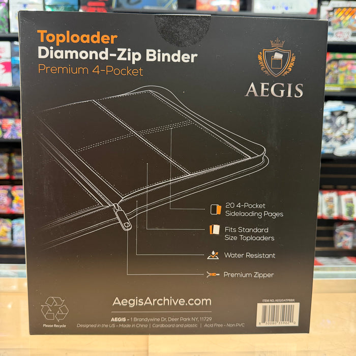 Aegis: 4-Pocket Diamond-Zip Toploader Binder (Black)