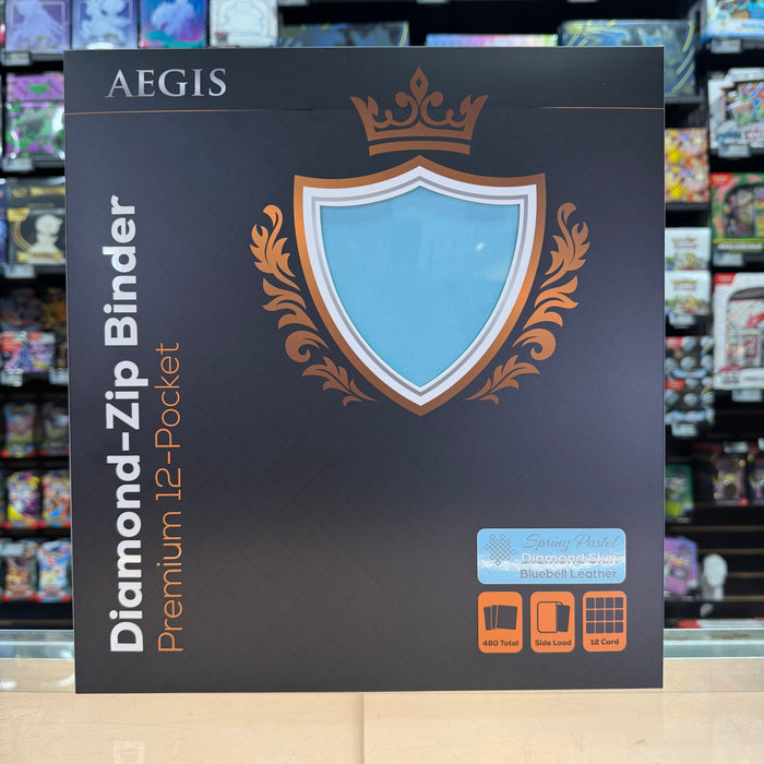Aegis: 12-Pocket Diamond-Zip Binder (Spring Pastel - Bluebell)