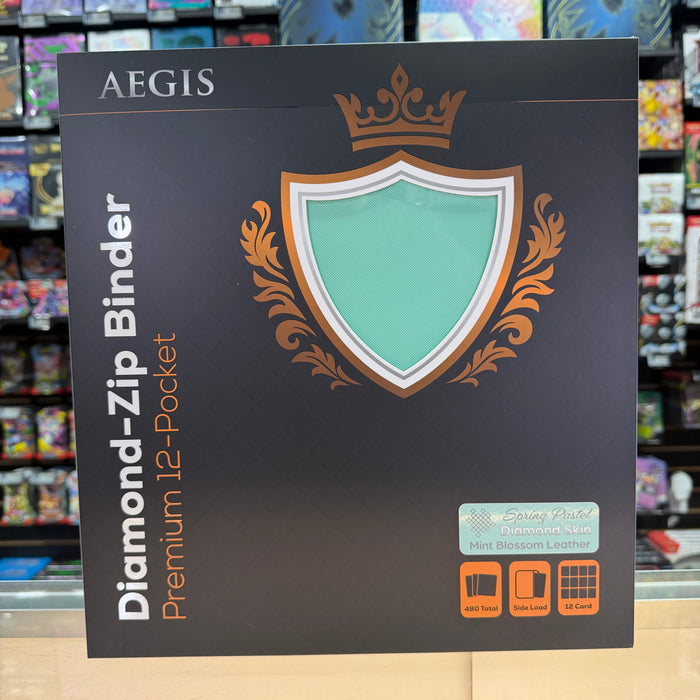 Aegis: 12-Pocket Diamond-Zip Binder (Spring Pastel - Mint Blossom)
