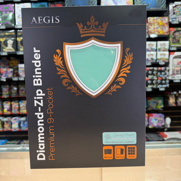 Aegis: 9-Pocket Diamond-Zip Binder (Spring Pastel - Mint Blossom)