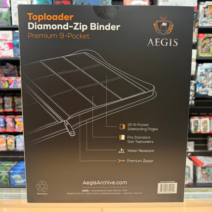 Aegis: 9-Pocket Diamond-Zip Toploader Binder (Black)