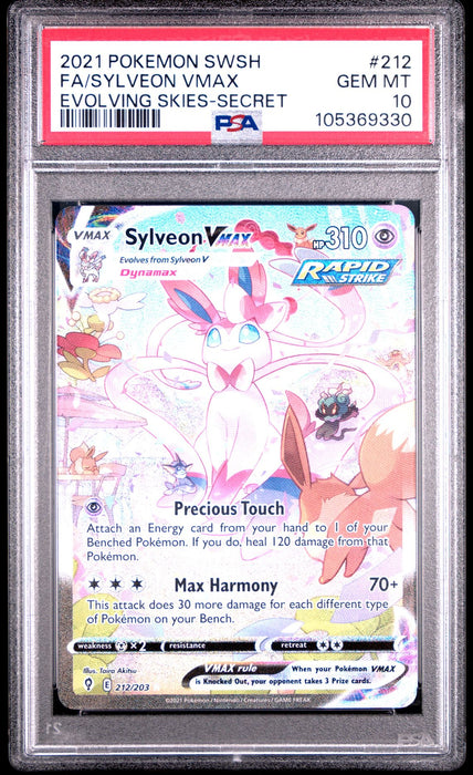 FA/SYLVEON VMAX EVOLVING SKIES-SECRET 2021 POKEMON SWORD & SHIELD EVOLVING SKIES PSA GEM MT 10