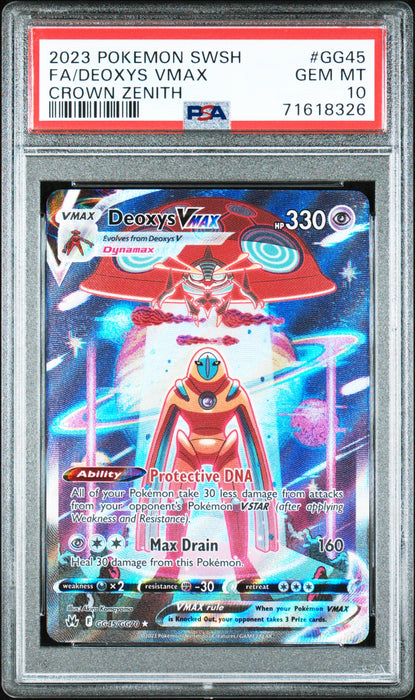 FA/DEOXYS VMAX CROWN ZENITH 2023 POKEMON SWORD AND SHIELD CROWN ZENITH PSA GEM MT 10