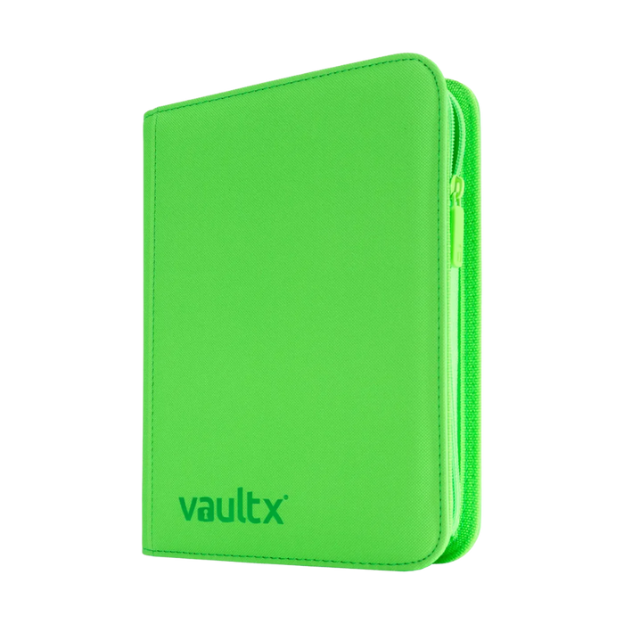 green card binder Vault X: 4-Pocket Zip Binder (Neon Green) — Smoke and Mirrors Hobby