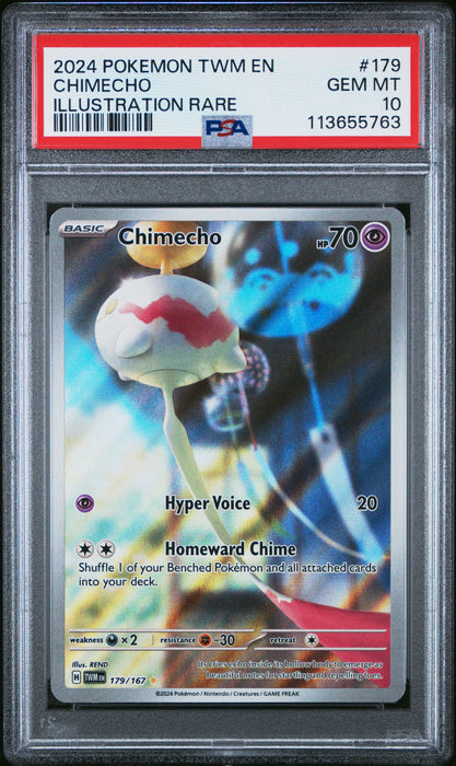 CHIMECHO ILLUSTRATION RARE 2024 POKEMON TWM EN-TWILIGHT MASQUERADE PSA GEM MT 10