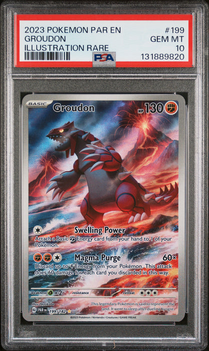 GROUDON ILLUSTRATION RARE 2023 POKEMON PAR EN-PARADOX RIFT PSA GEM MT 10