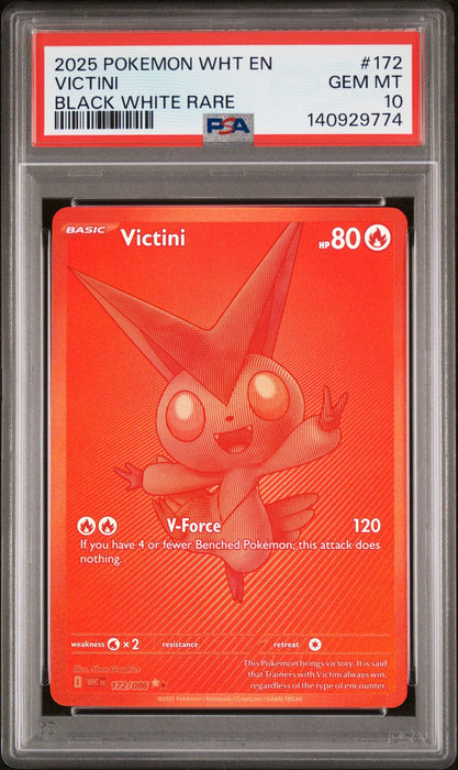 VICTINI BLACK WHITE RARE 2025 POKEMON WHT EN-WHITE FLARE PSA GEM MT 10
