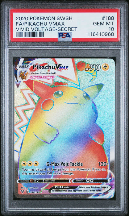 FA/PIKACHU VMAX VIVID VOLTAGE-SECRET 2020 POKEMON SWORD & SHIELD VIVID VOLTAGE PSA GEM MT 10