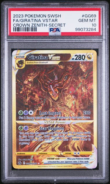 2023 POKEMON SWORD AND SHIELD CROWN ZENITH #GG69 FA/GIRATINA VSTAR CROWN ZENITH-SECRET PSA 10