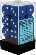 Chessex: Opaque - 16mm D6 12PC Dice Block (Blue & White)