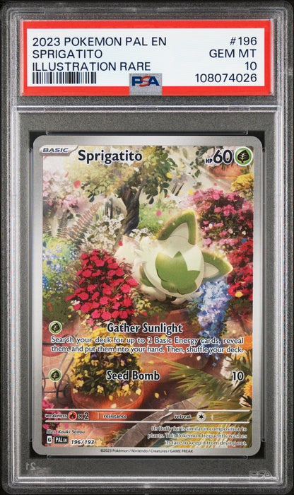 SPRIGATITO ILLUSTRATION RARE 2023 POKEMON PAL EN-PALDEA EVOLVED PSA GEM MT 10