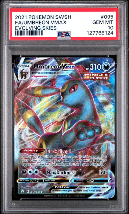 FA/UMBREON VMAX EVOLVING SKIES 2021 POKEMON SWORD & SHIELD EVOLVING SKIES PSA GEM MT 10