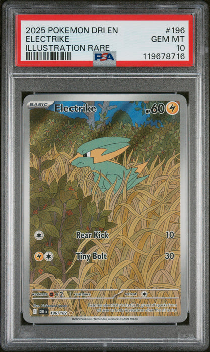 ELECTRIKE ILLUSTRATION RARE 2025 POKEMON DRI EN-DESTINED RIVALS PSA GEM MT 10